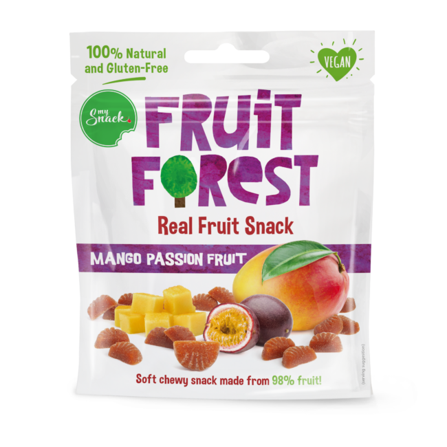 MySnack Naturaalne Mango- ja Passionimaius 30g - Fruit Forest Real Fruit Snack Mango Passion Fruit (package front)