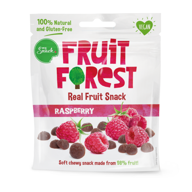 Naturaalne vaarikamaius 30g - Fruit Forest Real Fruit Snack Raspberry (package front)