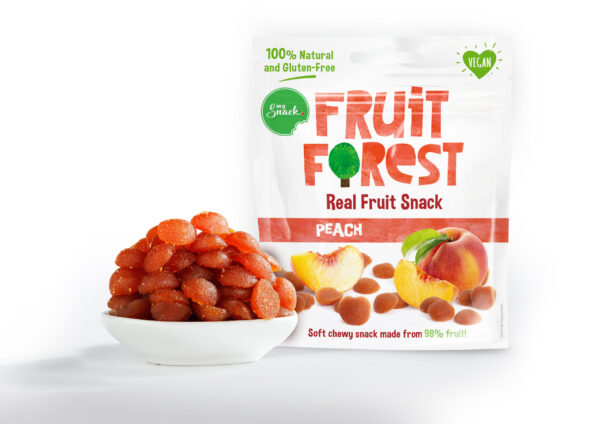 MySnack Naturaalne Virsikumaius 30g - Fruit Forest Real Fruit Snack Peach (package front and product inside)